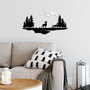 Wallity Deer And Landscape - 2 Escultura de Pared de Metal Blanco y Negro